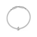 GUESS STEEL ARM PARTY JUBB04221JWRHT/U Ασημένιο Βραχιόλι Με Λευκές Πέτρες