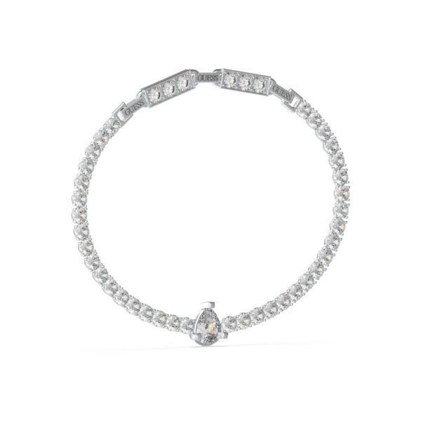 GUESS STEEL ARM PARTY JUBB04221JWRHT/U Ασημένιο Βραχιόλι Με Λευκές Πέτρες