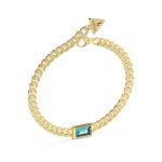 GUESS STEEL ARM PARTY JUBB04223JWYGAQL Χρυσό Βραχιόλι Με Γαλάζια Πέτρα