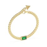 GUESS STEEL ARM PARTY JUBB04223JWYGGNL Χρυσό Βραχιόλι Με Πράσινη Πέτρα