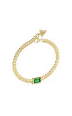 GUESS STEEL ARM PARTY JUBB04223JWYGGNL Χρυσό Βραχιόλι Με Πράσινη Πέτρα