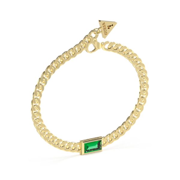 GUESS STEEL ARM PARTY JUBB04223JWYGGNL Χρυσό Βραχιόλι Με Πράσινη Πέτρα