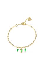 GUESS STEEL HASHTAG GUESS JUBB04251JWYGEML Χρυσό Βραχιόλι Με Πράσινες Πέτρες