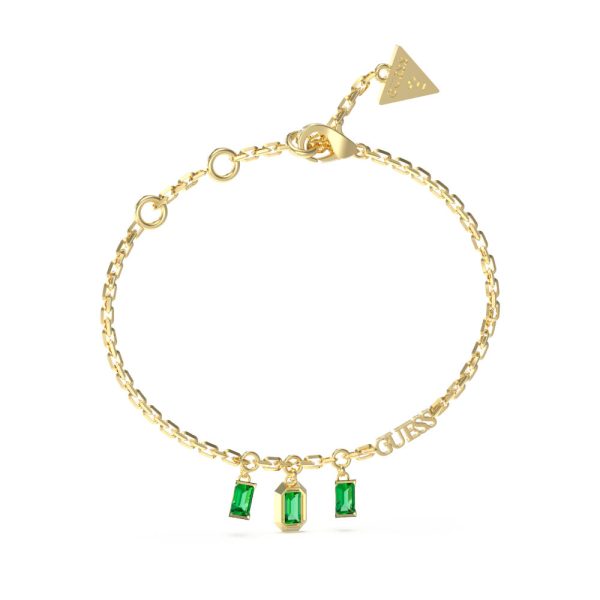 GUESS STEEL HASHTAG GUESS JUBB04251JWYGEML Χρυσό Βραχιόλι Με Πράσινες Πέτρες