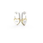 GUESS STEEL ALL YOU NEED IS LOVE JUBE04203JWYGRHT/U Χρυσά Σκουλαρίκια Με Λευκή Καρδιά