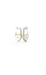 GUESS STEEL ALL YOU NEED IS LOVE JUBE04203JWYGRHT/U Χρυσά Σκουλαρίκια Με Λευκή Καρδιά