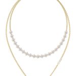 GUESS STEEL WHITE LOTUS JUBN04130JWYGWHT/U Κολιέ Χρυσό Με Διπλή Αλυσίδα Με Λουλούδια