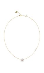 GUESS STEEL WHITE LOTUS JUBN04136JWYGWHT/U Χρυσό Κολιέ Με Λουλούδι