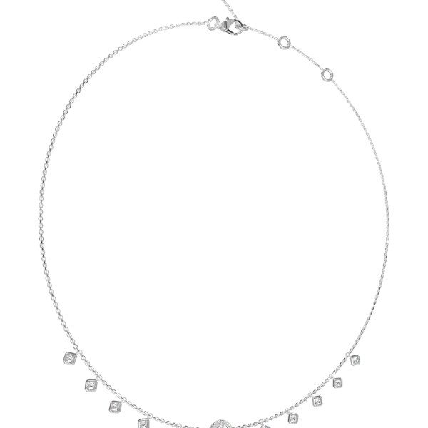 GUESS STEEL 4G CRUSH JUBN04155JWRHT/U Ασημένιο Κολιέ Με Σχέδιο Και Κρεμαστές Πέτρες