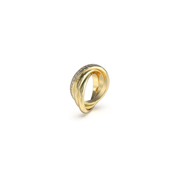 GUESS STEEL PERFECT JUBR04067JWYG54 Δαχτυλίδι Χρυσό Τρίβερο Με Πέτρες