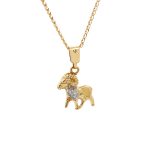 Χρυσό Κ14 ζώδιο κριός, δίχρωμο, διακοσμημένο με λευκά ζιργκόν