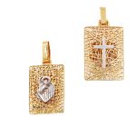 Χρυσό Κ14 ζώδιο κριός, διπλής όψης, δίχρωμο διάτρητο