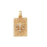 Χρυσό Κ14 ζώδιο ζυγός, διπλής όψης, δίχρωμο διάτρητο