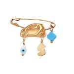 Παραμάνα με αυτοκίνητο, πατουσάκια, ματάκι και σταυρουδάκι σε χρυσό 14Κ