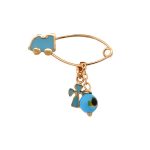 Παραμάνα με τρενάκι, ματάκι και σταυρουδάκι, σε χρυσό 14Κ