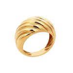 Χρυσό φαρδύ δαχτυλίδι Κ14 ριγωτό