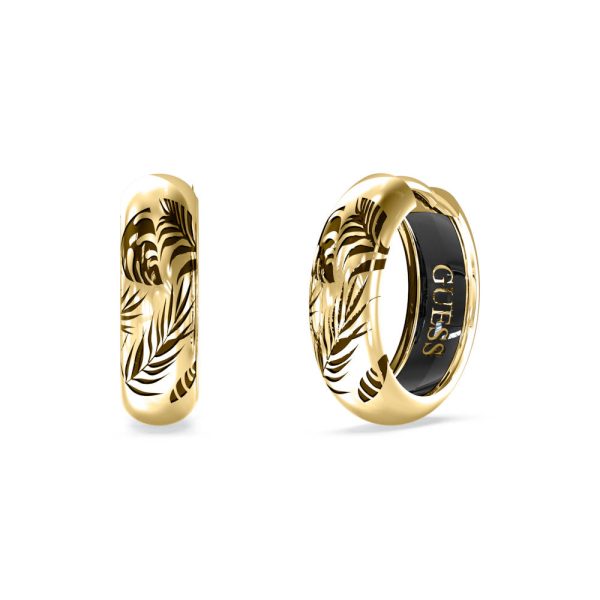 GUESS STEEL MOMPRACEM JUBE04124JWYGBKT/U Χρυσά Σκουλαρίκια Κρίκοι Με Σχέδια
