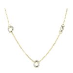 Δίχρωμο χρυσό κολιέ Κ14 αλυσιδωτό, με στρογγυλούς λευκούς κρίκους