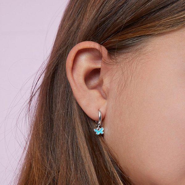 Ασημένια παιδικά σκουλαρίκια Marea με πεταλούδες