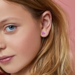 Ασημένια παιδικά σκουλαρίκια Marea με σχέδιο αστεράκια