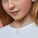 Ασημένιο κολιέ Marea με σχέδιο ροζ καρδούλα