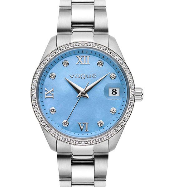 Γυναικείο ρολόι Vogue Reina medium 2020614284 με λευκό μπρασελέ και σιέλ καντράν