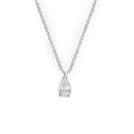 Λευκόχρυσο κολιέ Κ14 σε σχήμα μικρό πουάρ με λευκό ζιργκόν