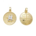 Χρυσό Κ14 ζώδιο δίδυμος, διπλής όψης, δίχρωμο