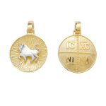 Χρυσό Κ14 ζώδιο ταύρος, διπλής όψης, δίχρωμο