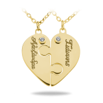 Ασημένιο 925 Μενταγιόν Πάζλ Καρδιά Με Χάραξη Και Ζιργκόν Πέτρες