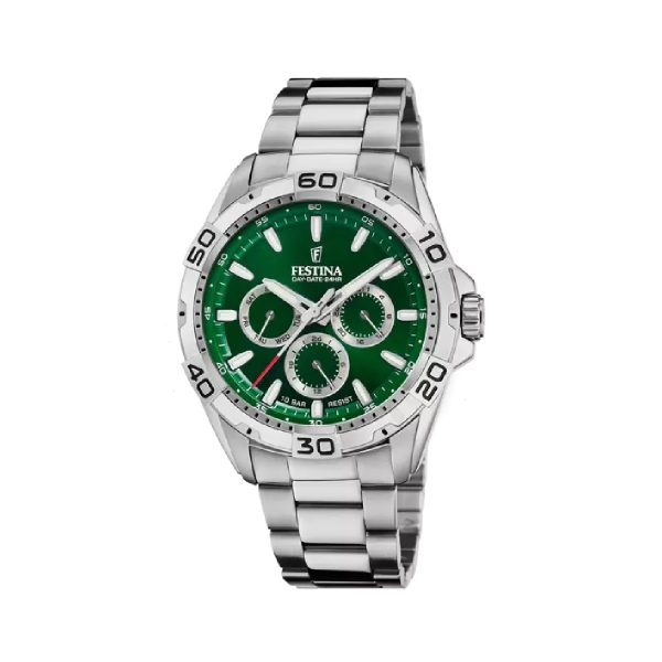 Ρολόι Festina F20623/3 με λευκό μπρασελέ και πράσινο καντράν