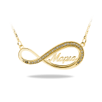 Ασημένιο 925 κολιέ όνομα μέσα σε άπειρο με ζιργκόν πέτρες - κίτρινο