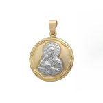 Χρυσό Κ14 δίχρωμο κρεμαστό Παναγίτσα στρογγυλό