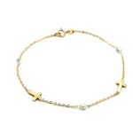 Χρυσό βραχιόλι Κ14 διακοσμημένο με σταυρουδάκια και μαργαριταράκια