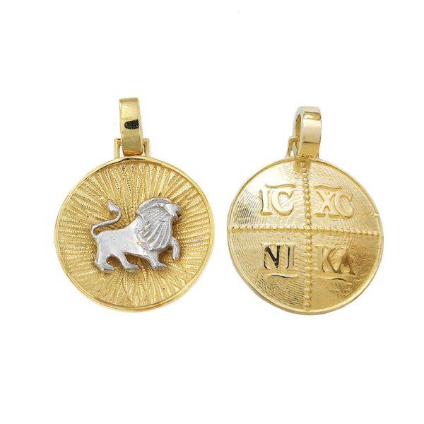 Χρυσό Κ14 ζώδιο λέων, διπλής όψης, δίχρωμο