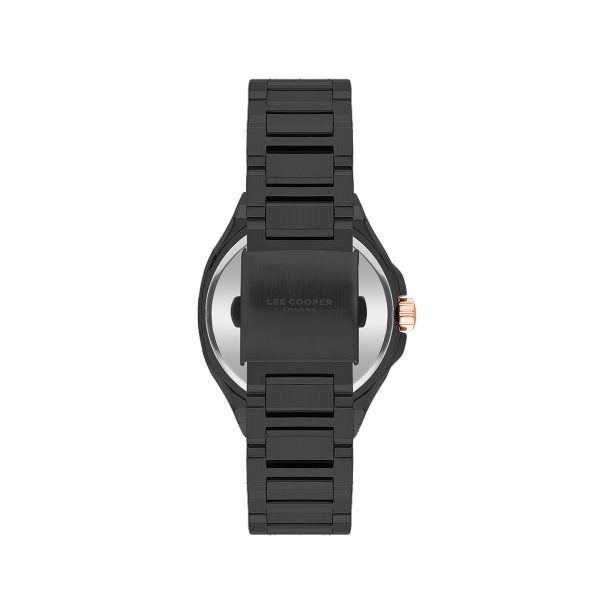 Ανδρικό αυτόματο ρολόι Lee Cooper LC07977.650 με μαύρο μπρασελέ και μαύρο καντράν