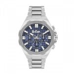 Ανδρικό ρολόι Lee Cooper LC07982.390 με ασημί μπρασελέ και μπλε καντράν
