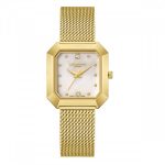 Γυναικείο ρολόι Lee Cooper LC08027.120 με χρυσό μπρασελέ και λευκό φίλντισι καντράν