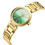 Γυναικείο ρολόι Lee Cooper LC08032.170 με χρυσό μπρασελέ και πράσινο καντράν