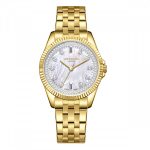 Γυναικείο ρολόι Lee Cooper LC08033.120 με χρυσό μπρασελέ και λευκό φίλντισι καντράν