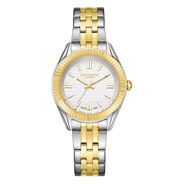 Γυναικείο ρολόι Lee Cooper LC08038.230 με δίχρωμο μπρασελέ και λευκό καντράν