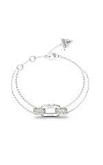 GUESS STEEL STYLISH GUESS JUBB04581JWRHL Βραχιόλι Ασημένιο Με Διπλή Αλυσίδα Με Σχέδιο Με Πέτρες