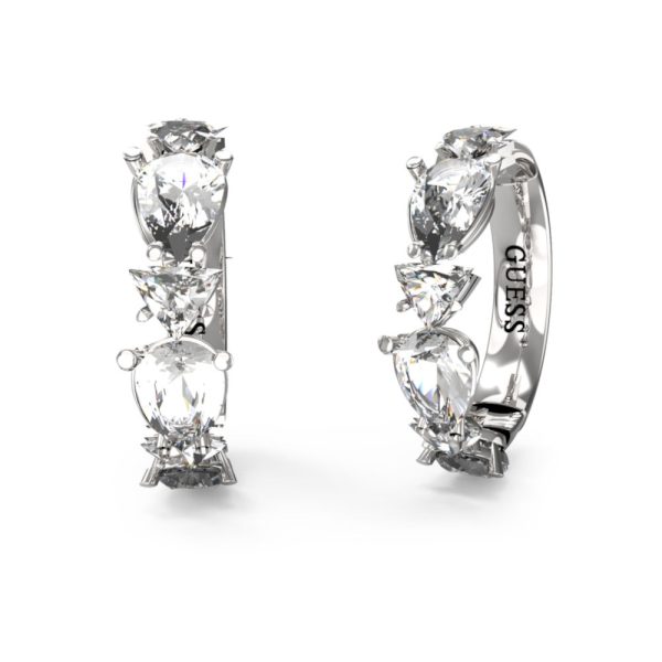 GUESS STEEL WONDERLIGHTS JUBE04417JWRHT/U Ασημένιοι Κρίκοι Με Καρδιές
