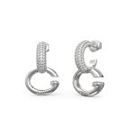 GUESS STEEL OH MY G JUBE04521JWRHT/U Ασημένιοι Κρίκοι Με Κρεμαστό Λογότυπο