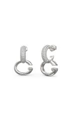 GUESS STEEL OH MY G JUBE04521JWRHT/U Ασημένιοι Κρίκοι Με Κρεμαστό Λογότυπο