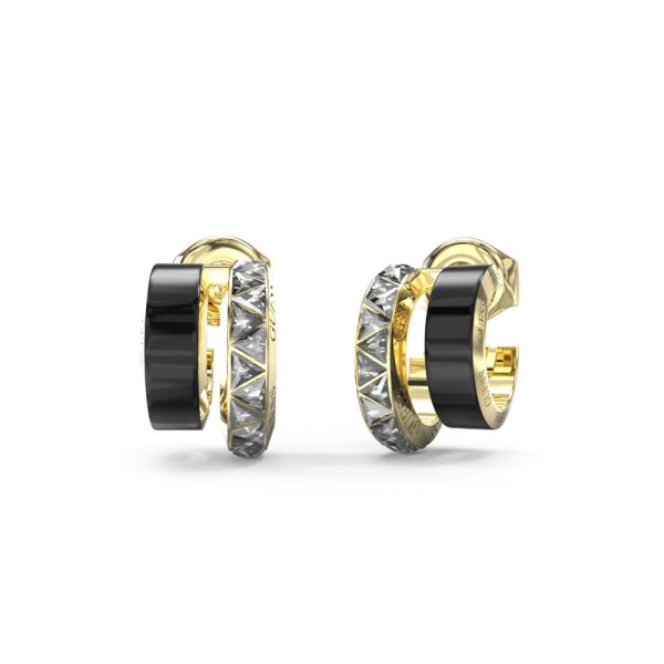 GUESS STEEL TRINITY JUBE04572JWYGBKT/U Χρυσοί Διπλοί Κρίκοι Δίχρωμοι Με Πέτρες