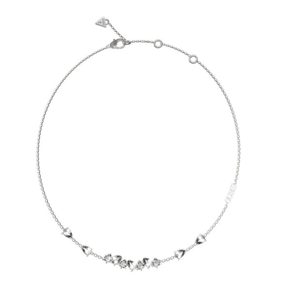 GUESS STEEL WONDERLIGHTS JUBN04404JWRHT/U Κολιέ Ασημένιο Με Πέτρες Και Λογότυπο