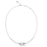 GUESS STEEL STYLISH GUESS JUBN04580JWRHT/U Κολιέ Ασημένιο Με Διπλή Αλυσίδα Με Λογότυπο Με Πέτρες