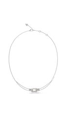GUESS STEEL STYLISH GUESS JUBN04580JWRHT/U Κολιέ Ασημένιο Με Διπλή Αλυσίδα Με Λογότυπο Με Πέτρες