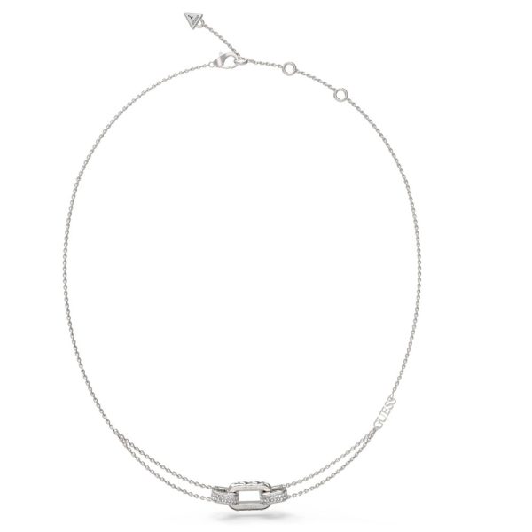 GUESS STEEL STYLISH GUESS JUBN04580JWRHT/U Κολιέ Ασημένιο Με Διπλή Αλυσίδα Με Λογότυπο Με Πέτρες